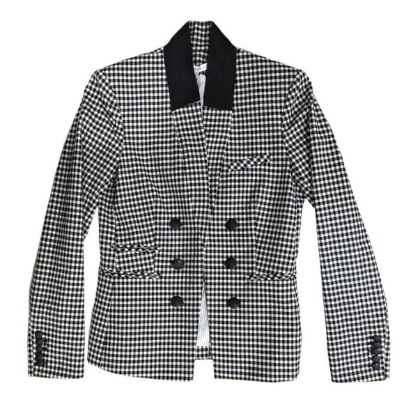 NWT Veronica Beard Cottage Gingham Large Lapel Jacket Black & White Plaid Size 4 - Picture 5 of 14